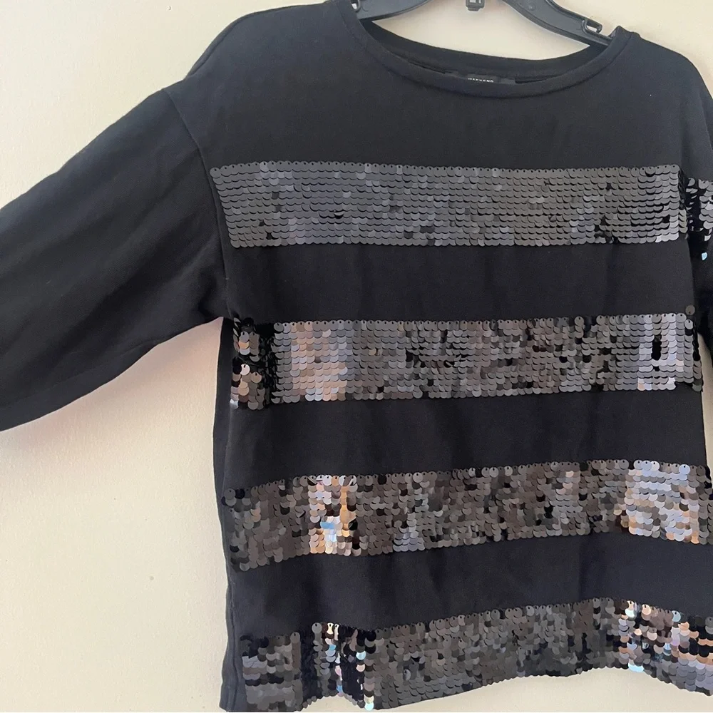 MaxMara Black Sequin Blouse with 3/4 Sleeves - Picture 5 of 9